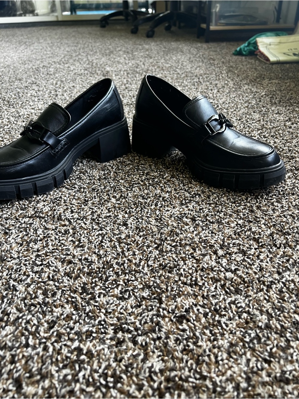 Madden Girl Black Platform Loafers with Metal Bit Accent - Picture 4 of 7